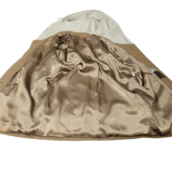 Vintage Menuetto Caramel Cream Cashmere Blend wool hooded Coat Measures L-XL - Picture 6 of 13